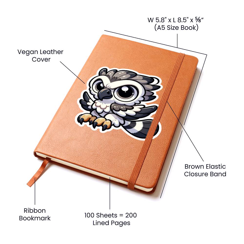 Cute Harpy Eagle sticker 65 - Vegan Leather Journal