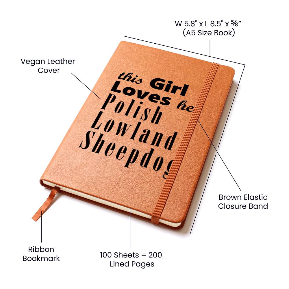 Polish Lowland Sheepdog - Vegan Leather Journal