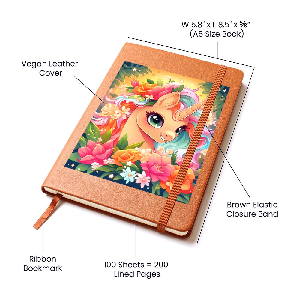 Cute Unicorn 105 - Vegan Leather Journal
