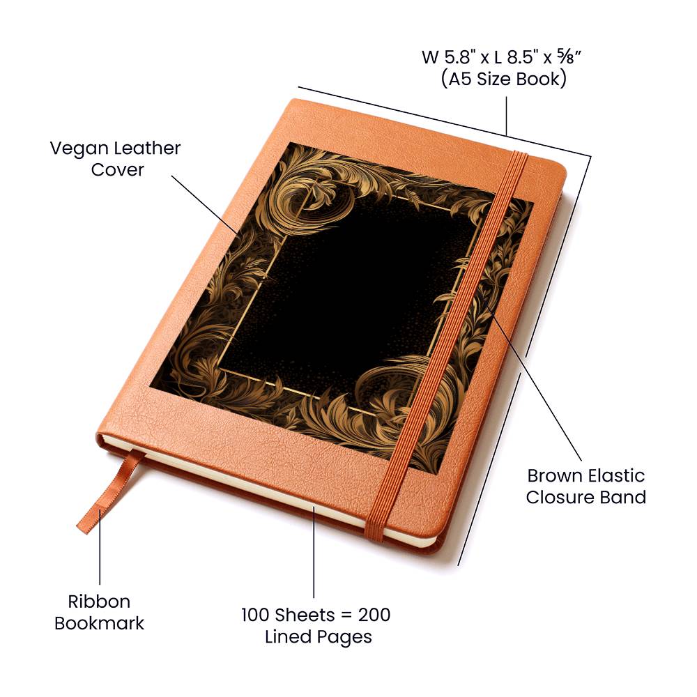 Ornate Gold Cover 007 - Vegan Leather Journal