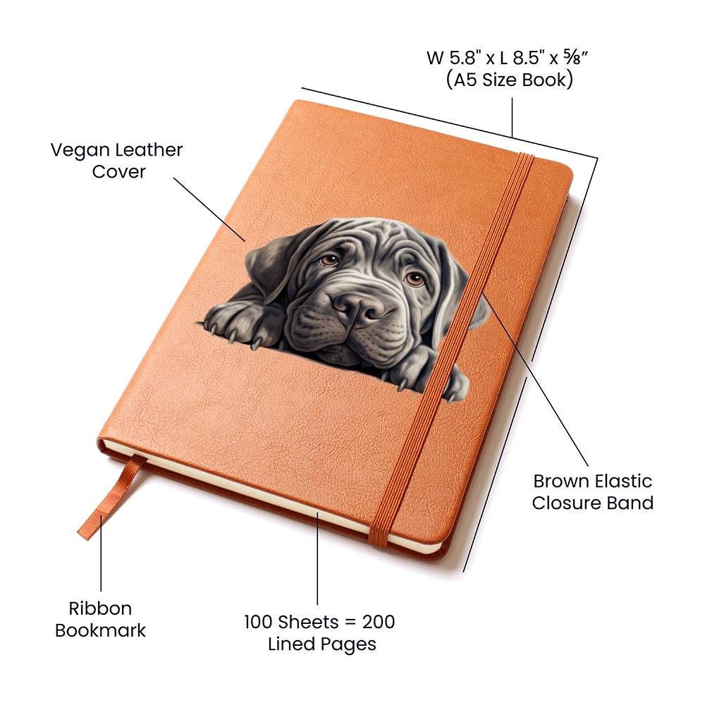 Neapolitan Mastiff Peeking - Vegan Leather Journal