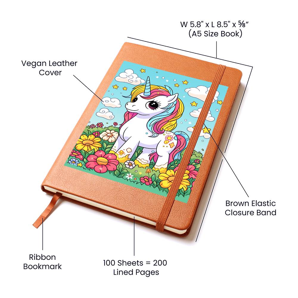 Cute Unicorn 113 - Vegan Leather Journal