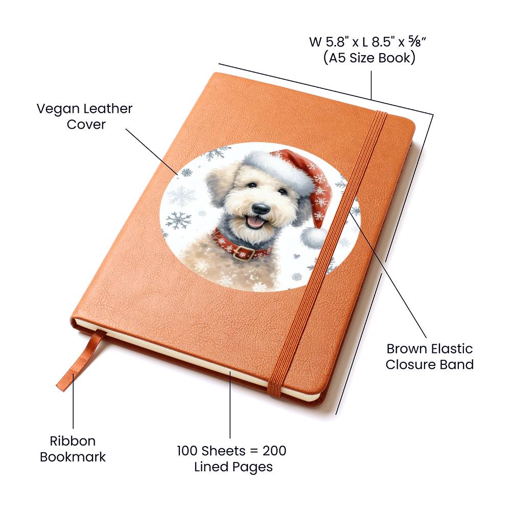 Christmas Dog - Bedlington Terrier - Vegan Leather Journal