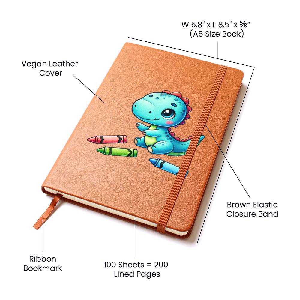 Colorful Baby Dinosaur 056 - Vegan Leather Journal