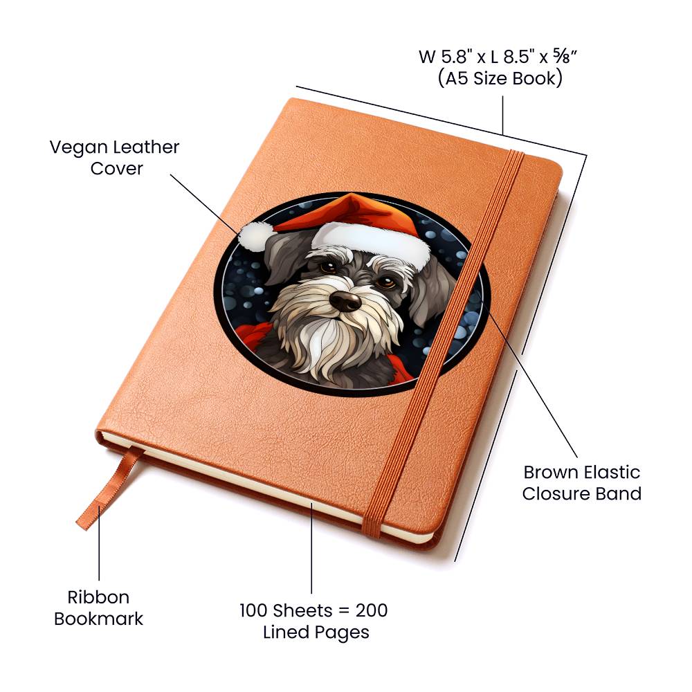 Dog Stained Glass Christmas Design 018 - Vegan Leather Journal