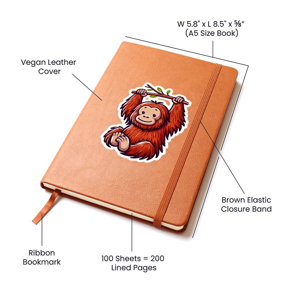 Cute Orangutan sticker 107 - Vegan Leather Journal
