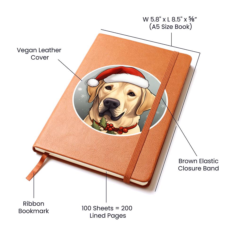 Dog Stained Glass Christmas Design 016 - Vegan Leather Journal