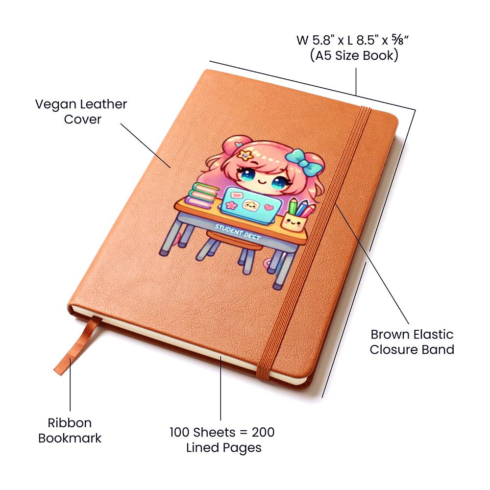 Cute Back to School Sticker 087 - Vegan Leather Journal