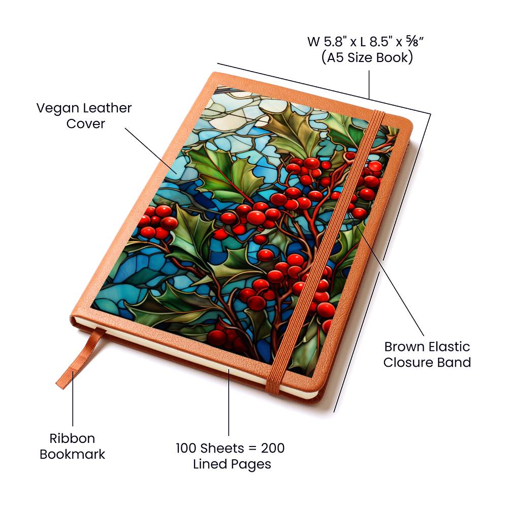 Christmas Stained Glass Design 033 - Vegan Leather Journal
