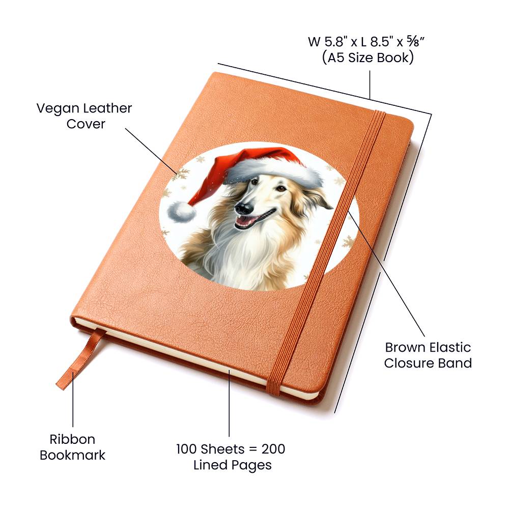 Christmas Dog - Borzoi - Vegan Leather Journal
