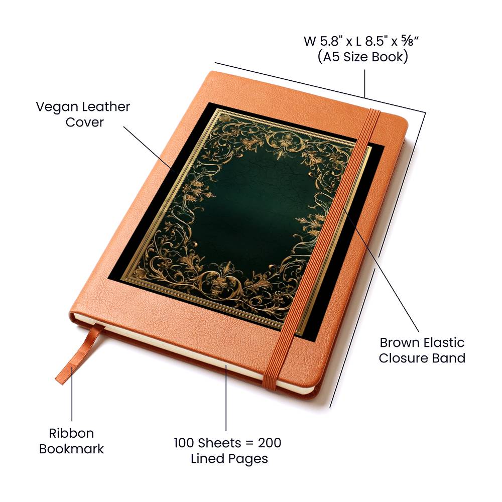 Ornate Gold Cover 062 - Vegan Leather Journal