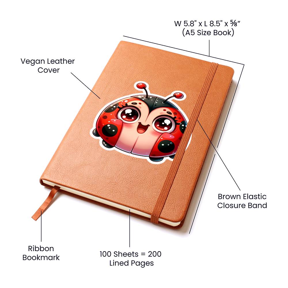 Cute Ladybug sticker 82 - Vegan Leather Journal