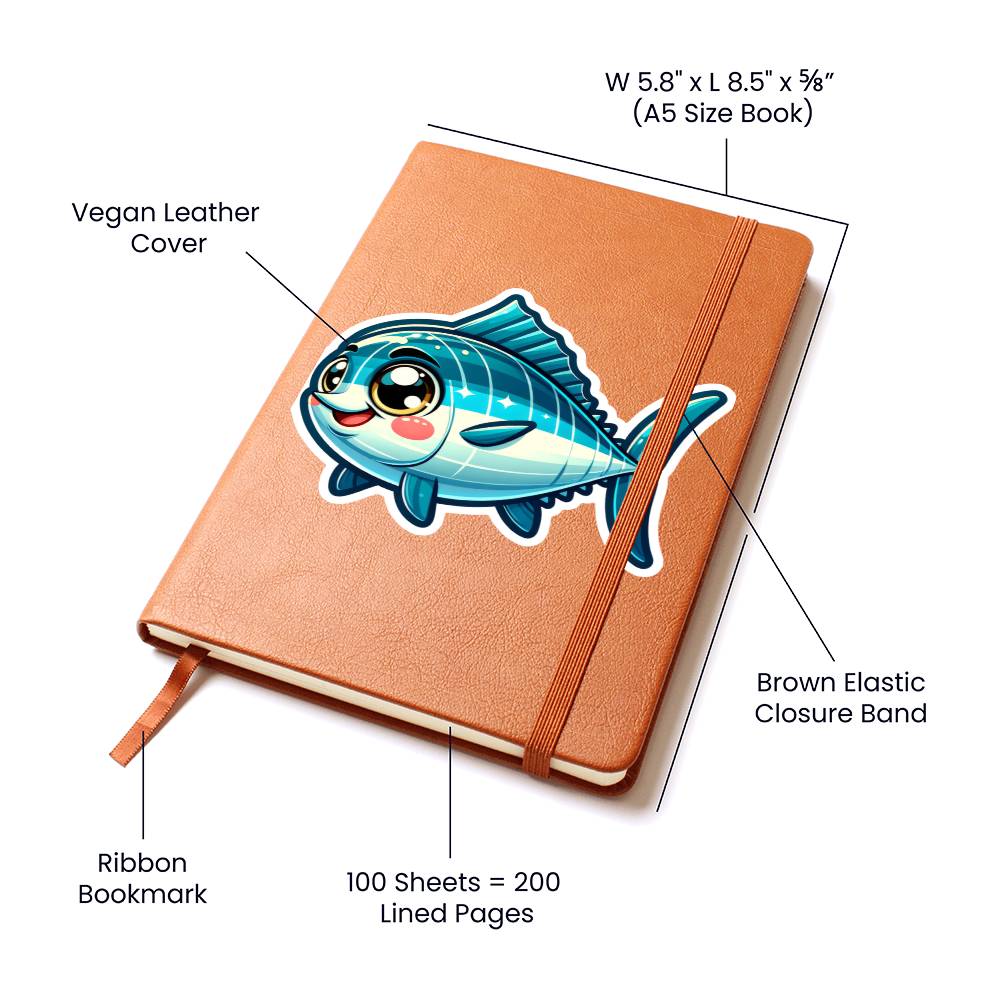 Cute Tuna sticker 199  - Vegan Leather Journal