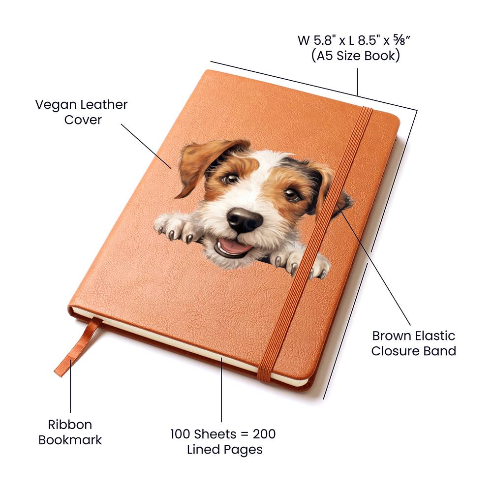 Wire Fox Terrier Peeking - Vegan Leather Journal
