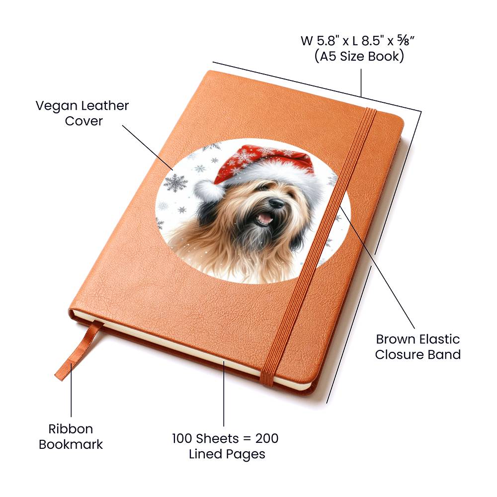 Christmas Dog - Briard - Vegan Leather Journal