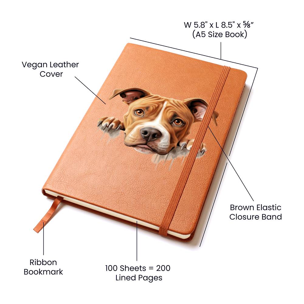 American Pit Bull Terrier Peeking - Vegan Leather Journal
