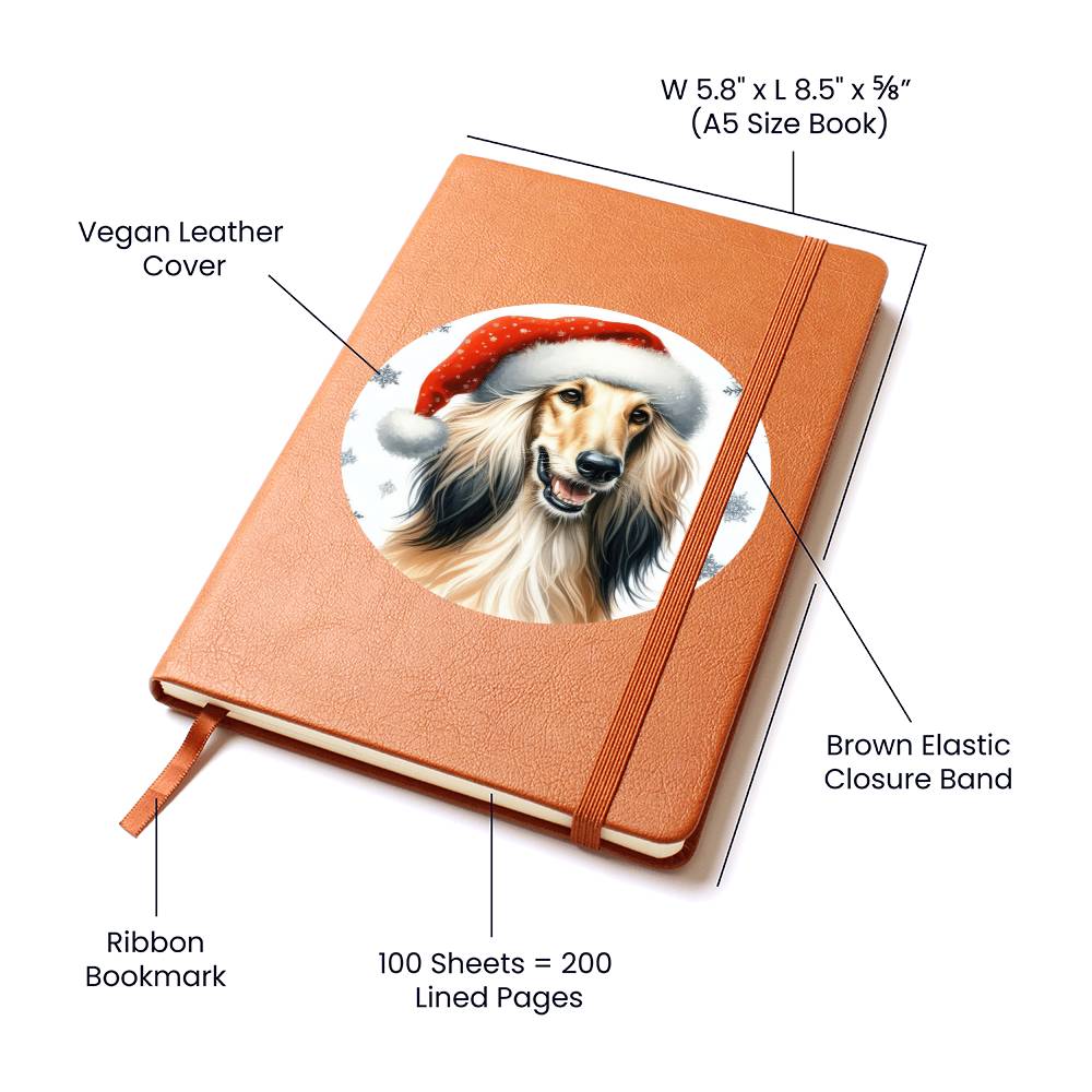 Christmas Dog - Afghan Hound - Vegan Leather Journal