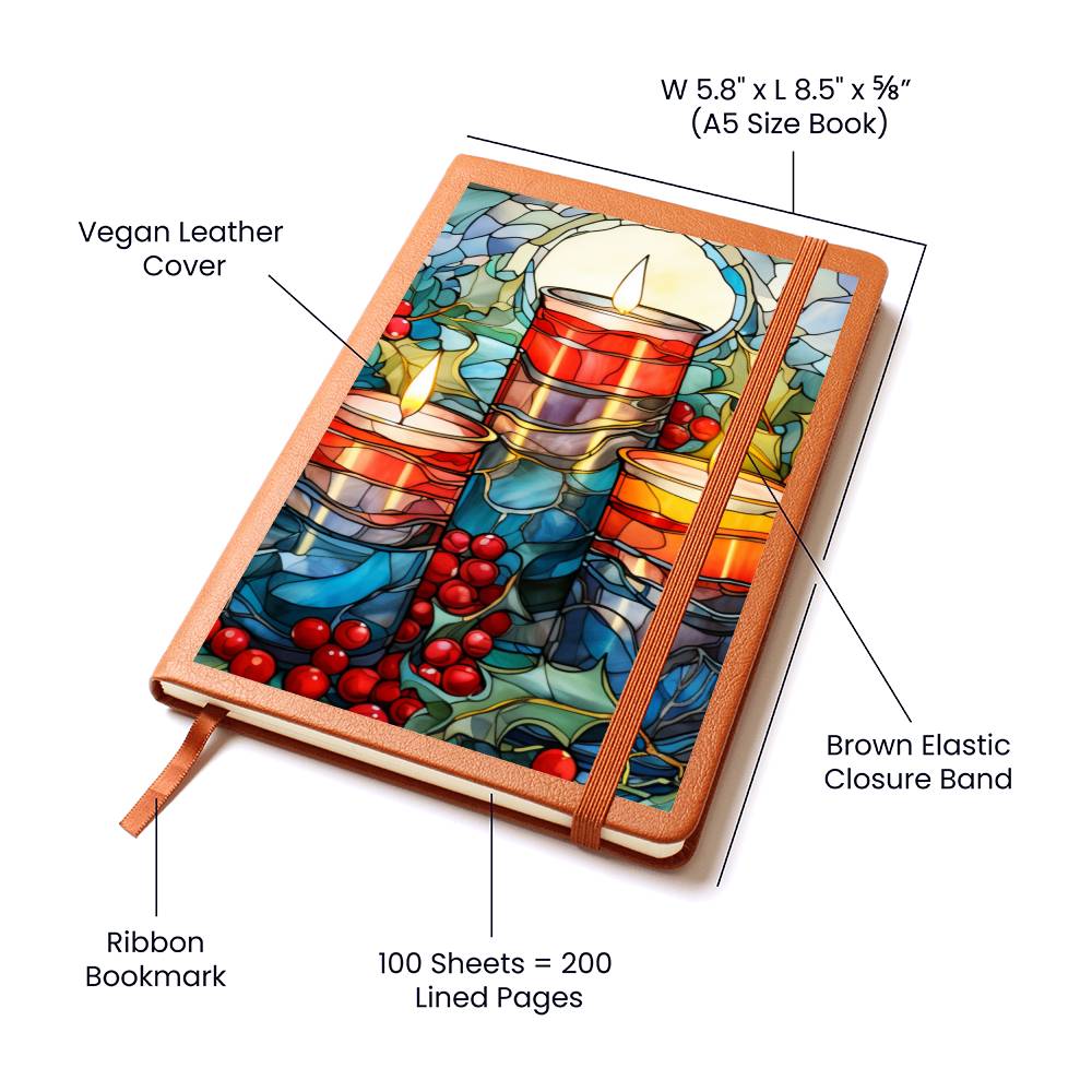 Christmas Stained Glass Design 026 - Vegan Leather Journal