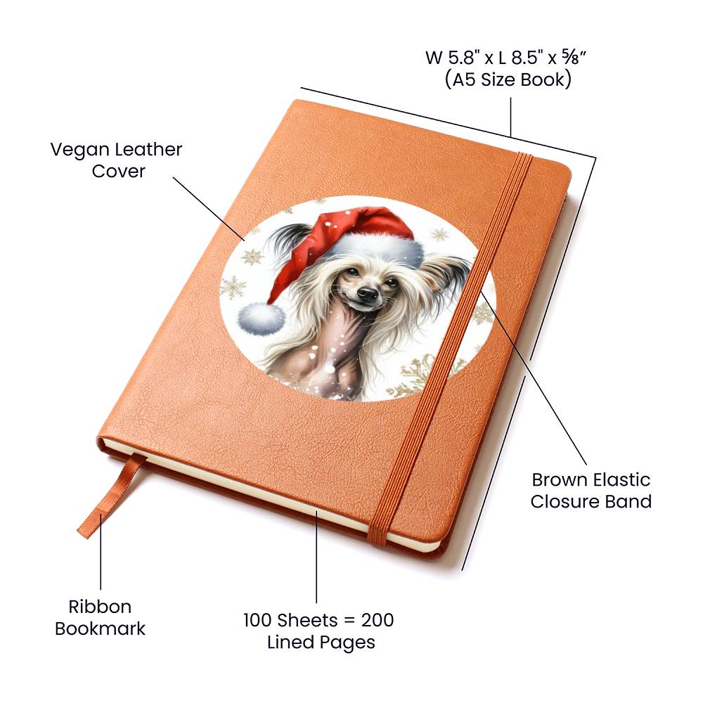 Christmas Dog - Chinese Crested - Vegan Leather Journal