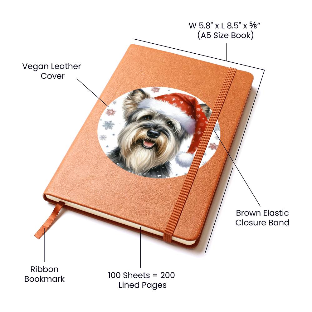 Christmas Dog - Cesky Terrier - Vegan Leather Journal