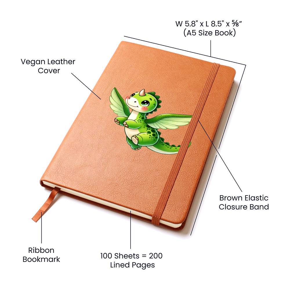 Colorful Baby Dinosaur 001 - Vegan Leather Journal