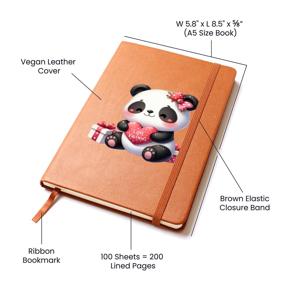 Valentine's Day Panda 014 - Vegan Leather Journal
