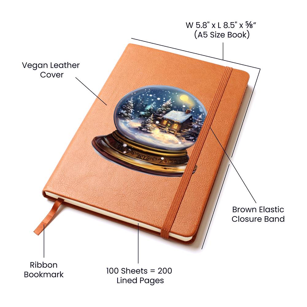 Watercolor Christmas Snow Globe 017 - Vegan Leather Journal