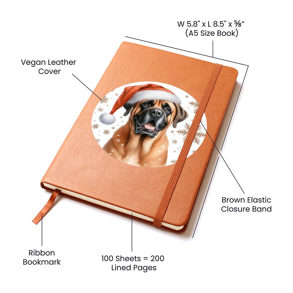 Christmas Dog - Boerboel - Vegan Leather Journal