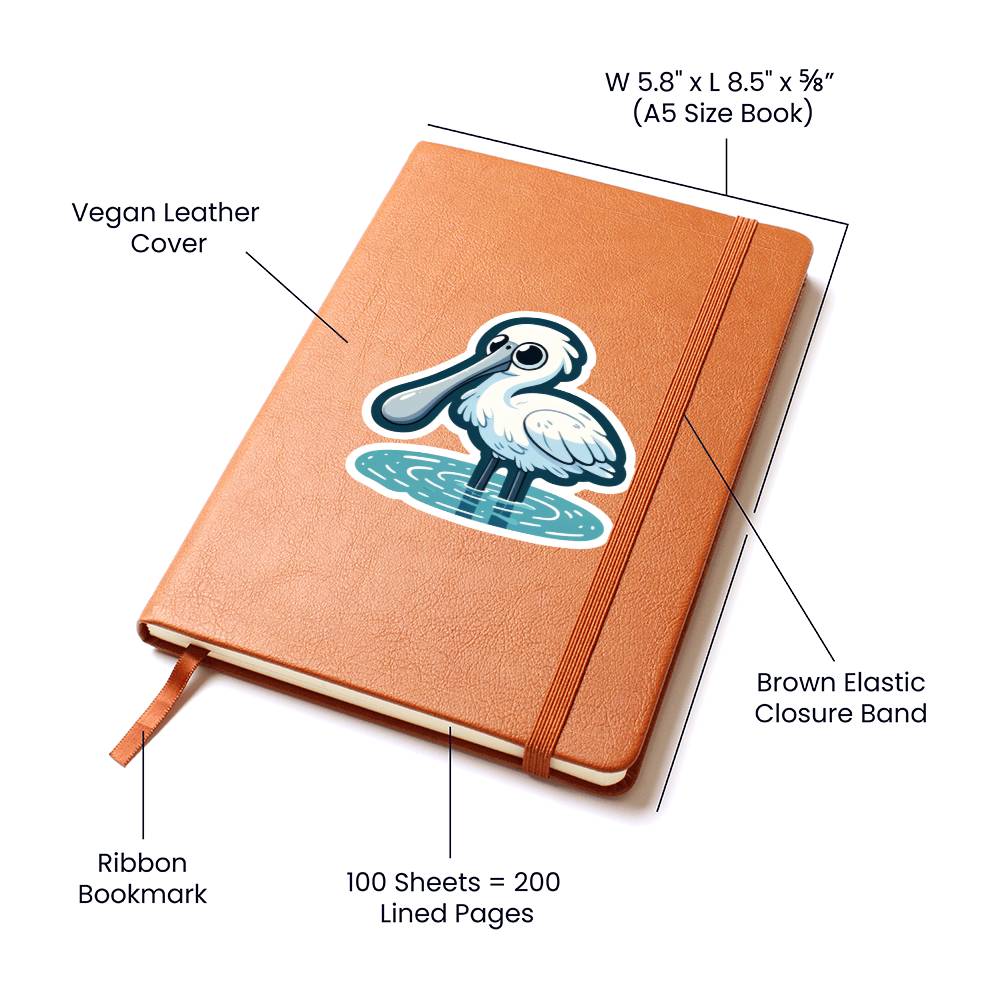 Cute Spoonbill sticker 177 - Vegan Leather Journal