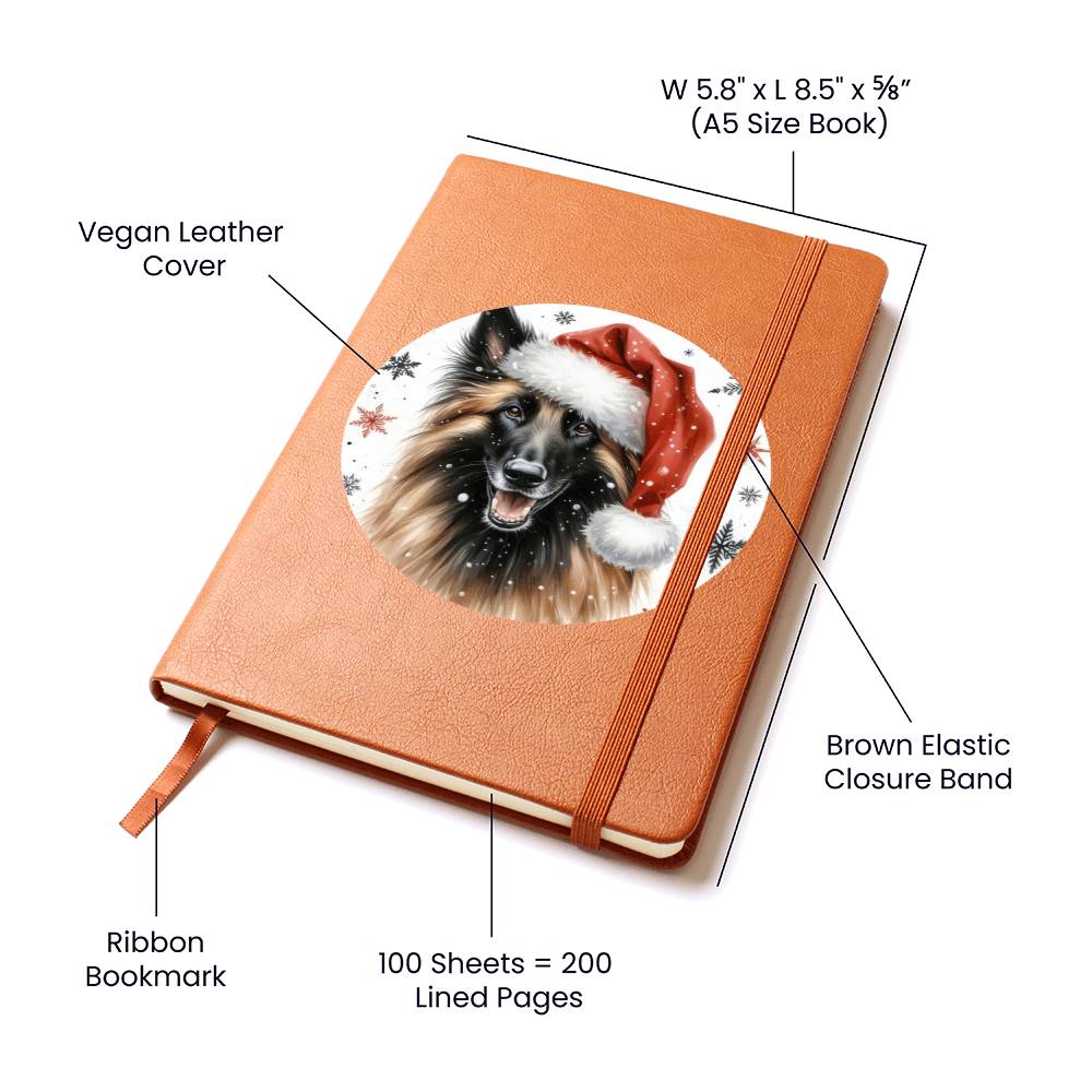 Christmas Dog - Belgian Shepherd Laekenois - Vegan Leather Journal