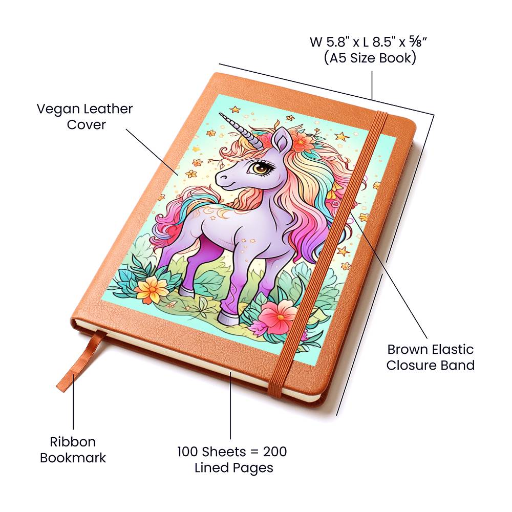 Cute Unicorn 057 - Vegan Leather Journal