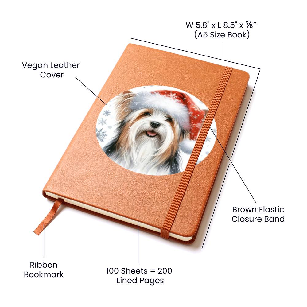 Christmas Dog - Biewer Terrier - Vegan Leather Journal