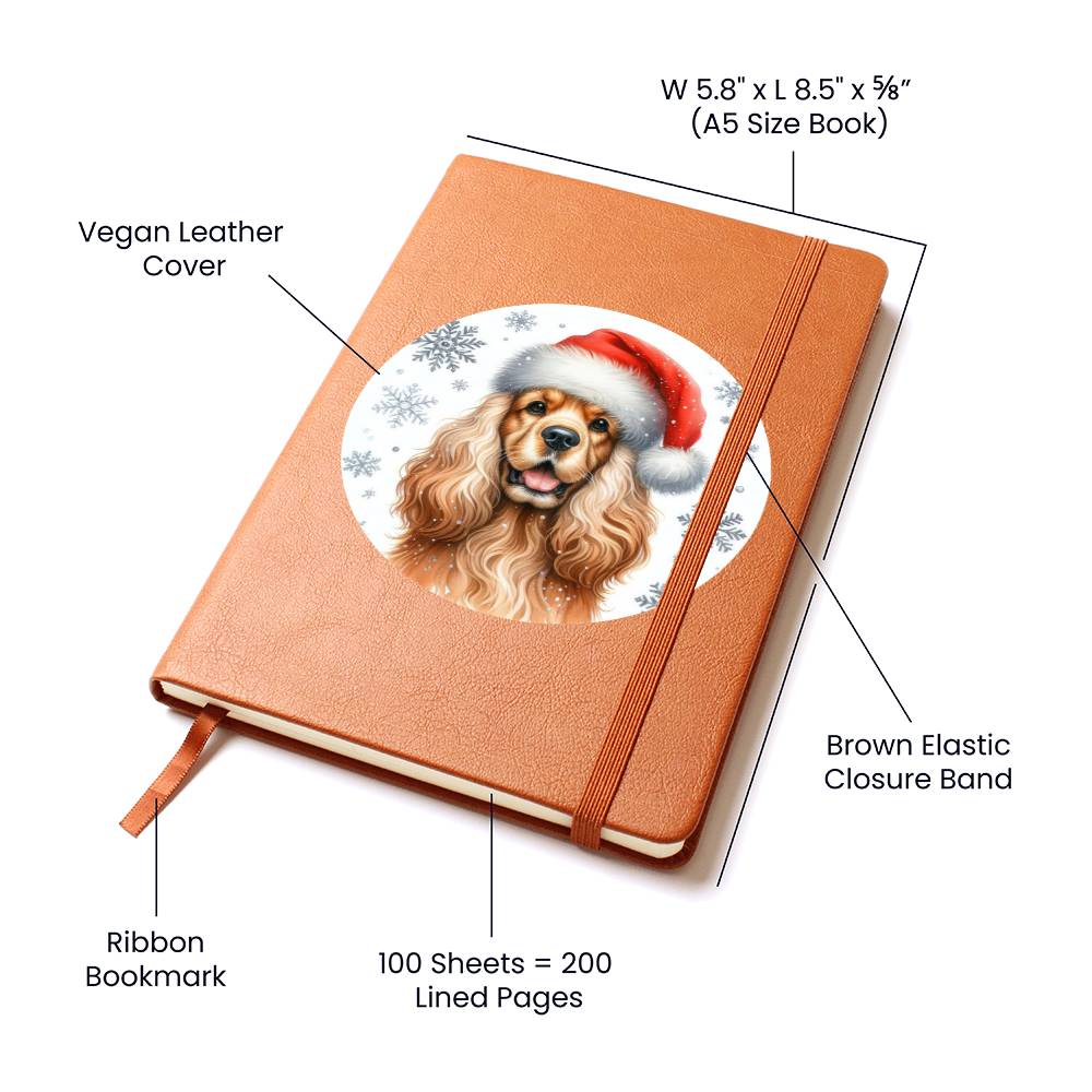 Christmas Dog - English Cocker Spaniel - Vegan Leather Journal