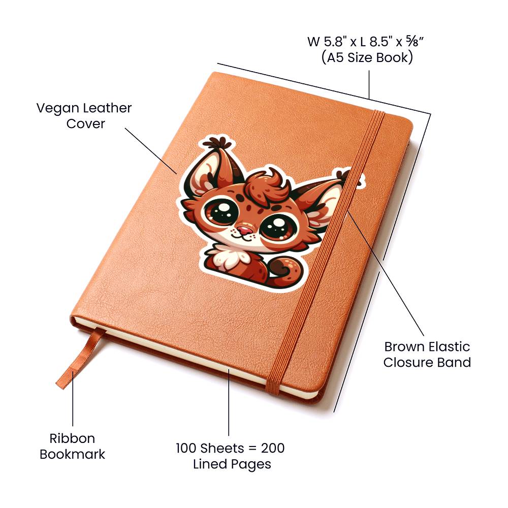 Cute Caracal sticker 21 - Vegan Leather Journal