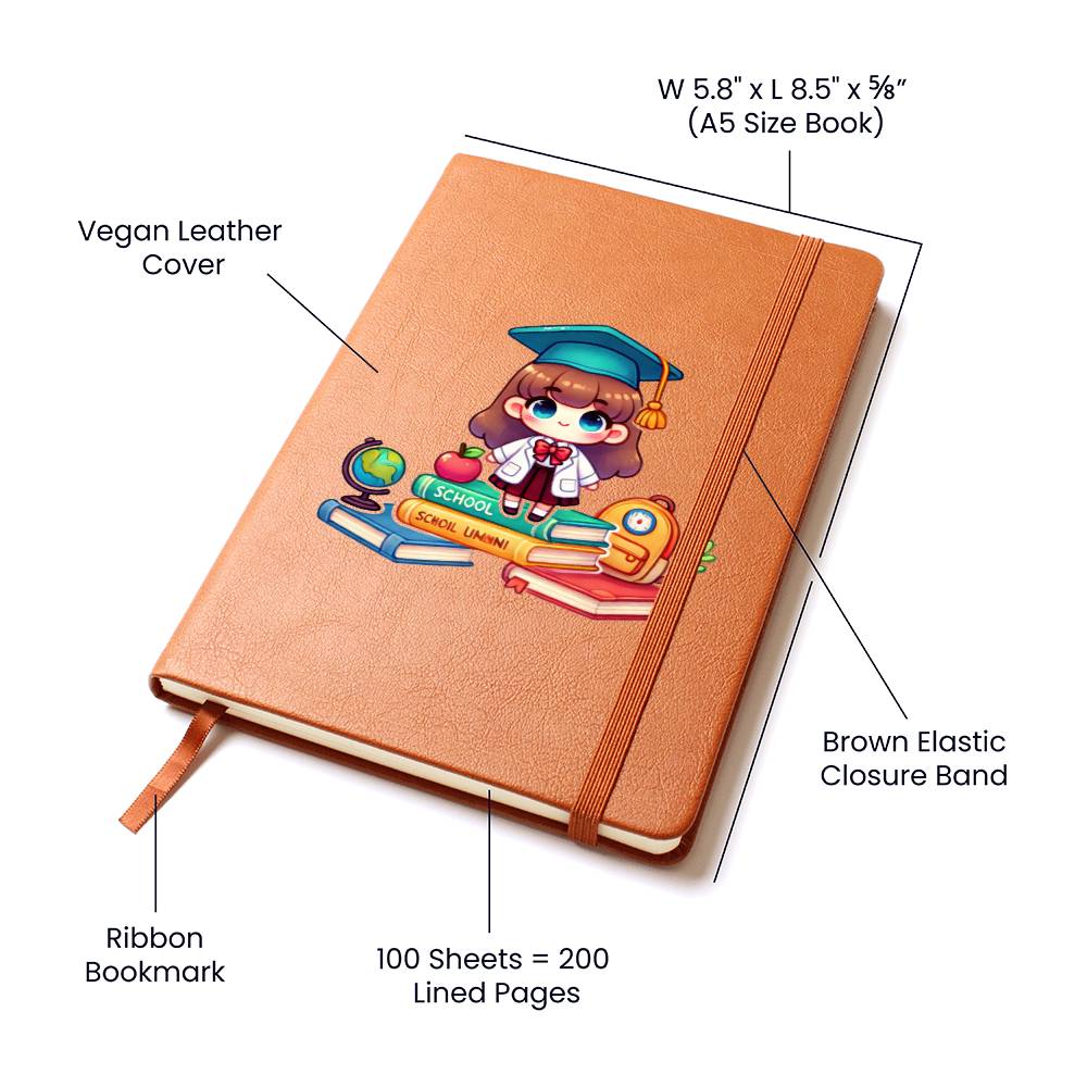 Cute Back to School Sticker 021 - Vegan Leather Journal