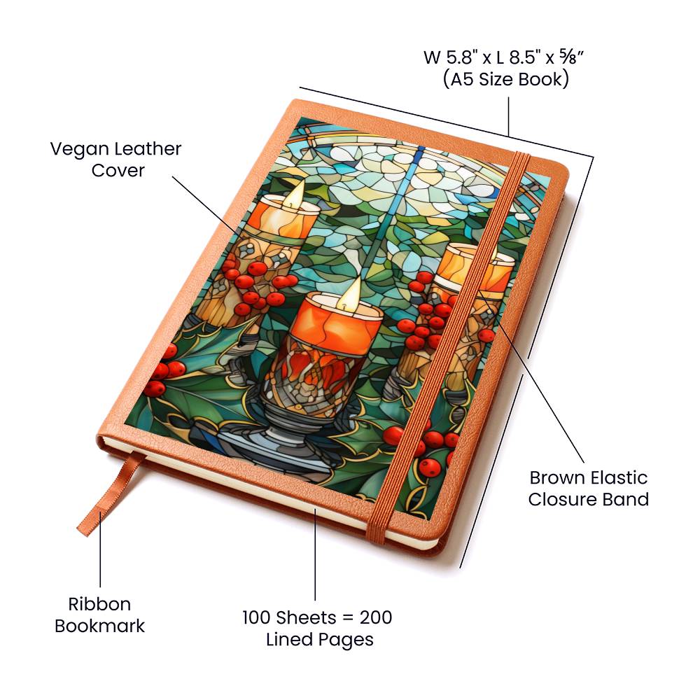 Christmas Stained Glass Design 021 - Vegan Leather Journal
