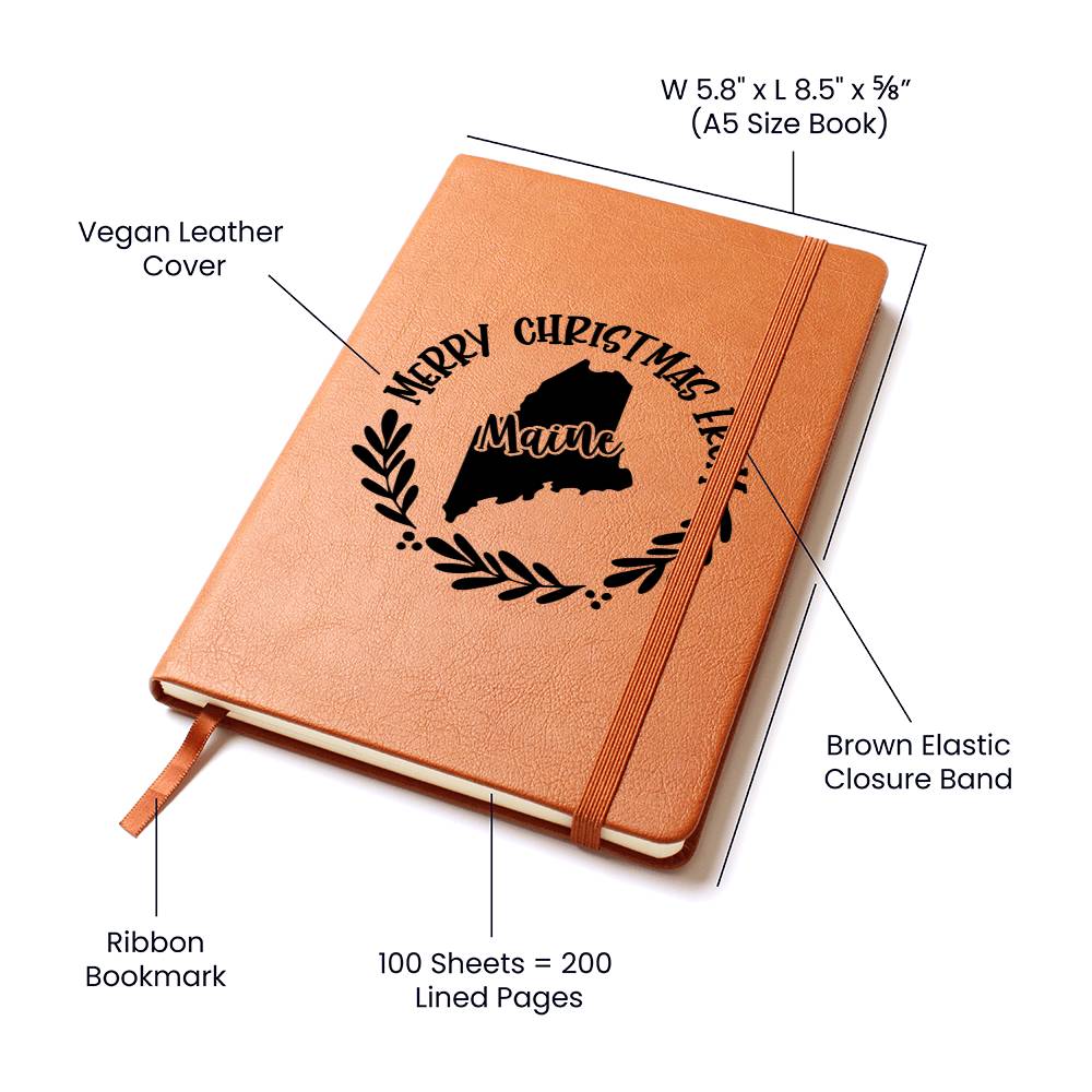 Merry Christmas From Maine - Vegan Leather Journal