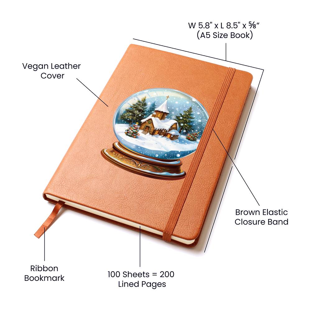 Watercolor Christmas Snow Globe 016 - Vegan Leather Journal