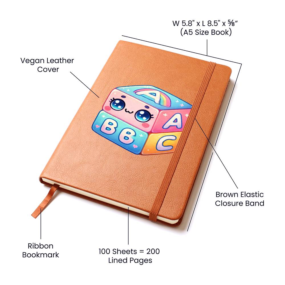 Cute Back to School Sticker 100 - Vegan Leather Journal