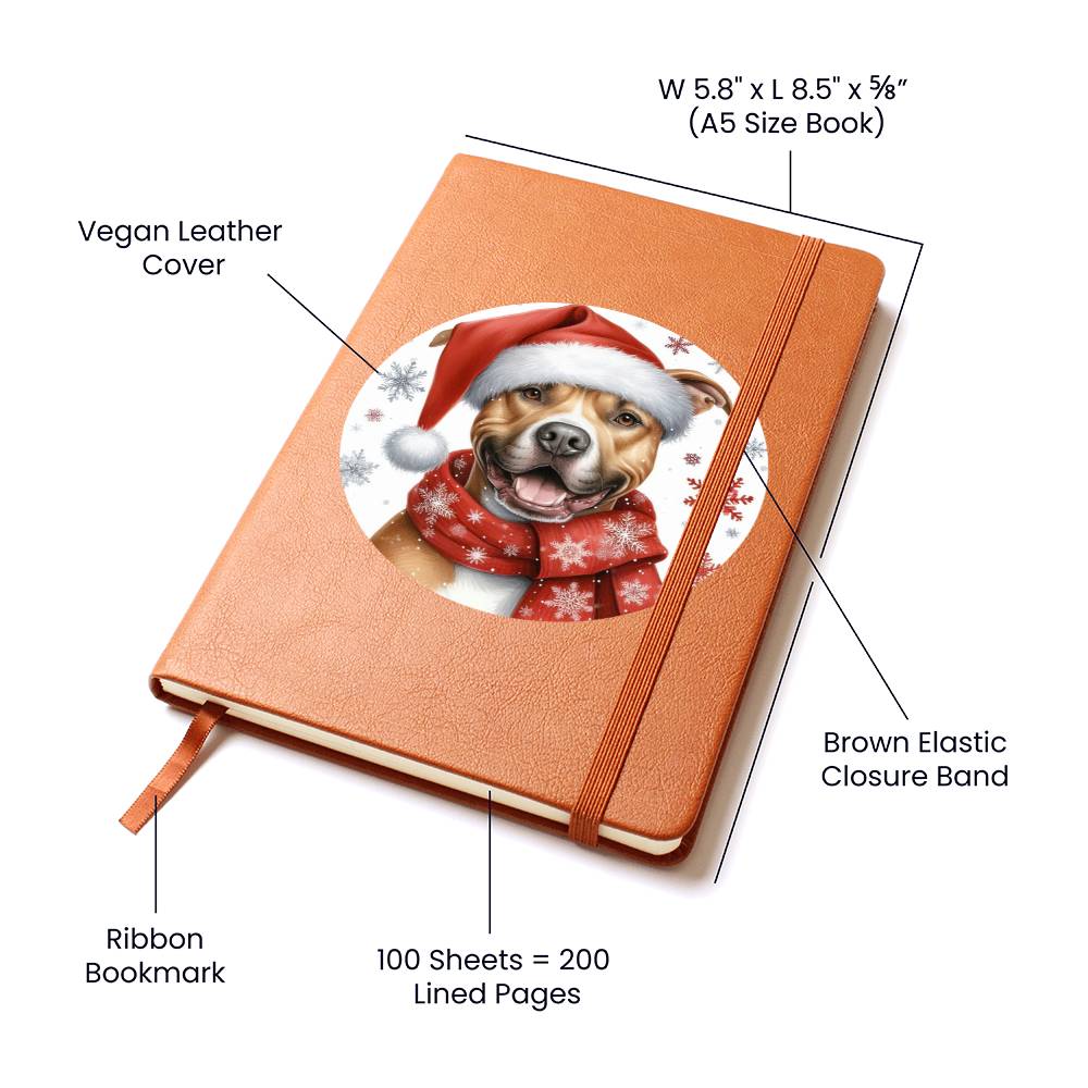 Christmas Dog - American Pit Bull Terrier - Vegan Leather Journal