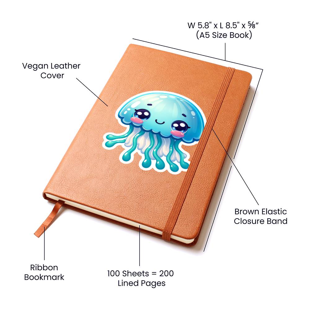 Cute Jellyfish sticker 74 - Vegan Leather Journal