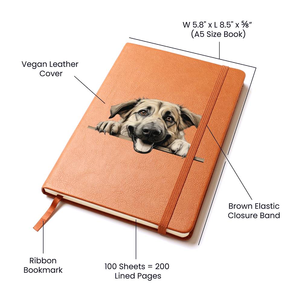 Anatolian Shepherd Peeking - Vegan Leather Journal