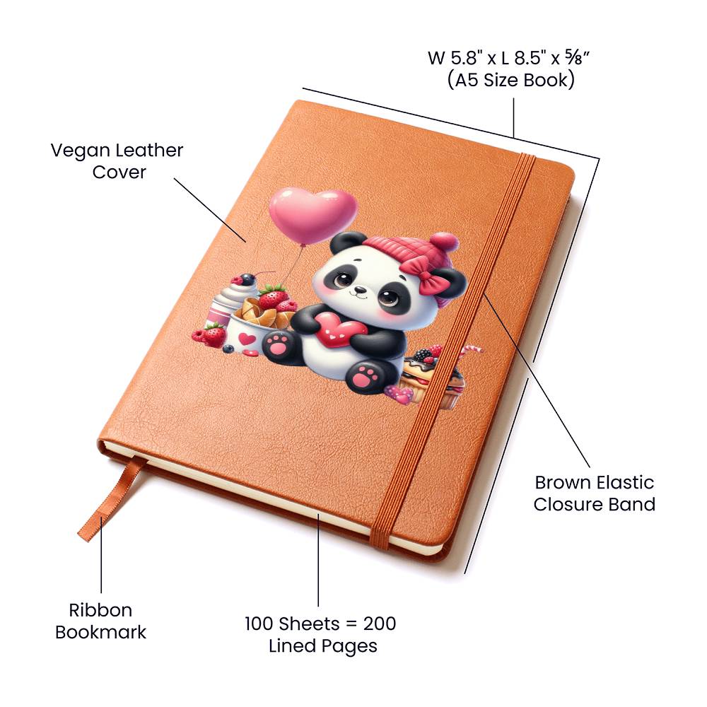 Valentine's Day Panda 005 - Vegan Leather Journal