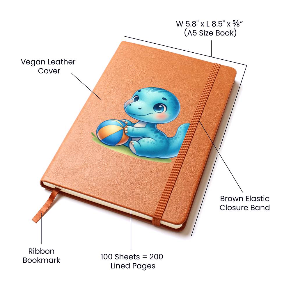 Colorful Baby Dinosaur 027 - Vegan Leather Journal