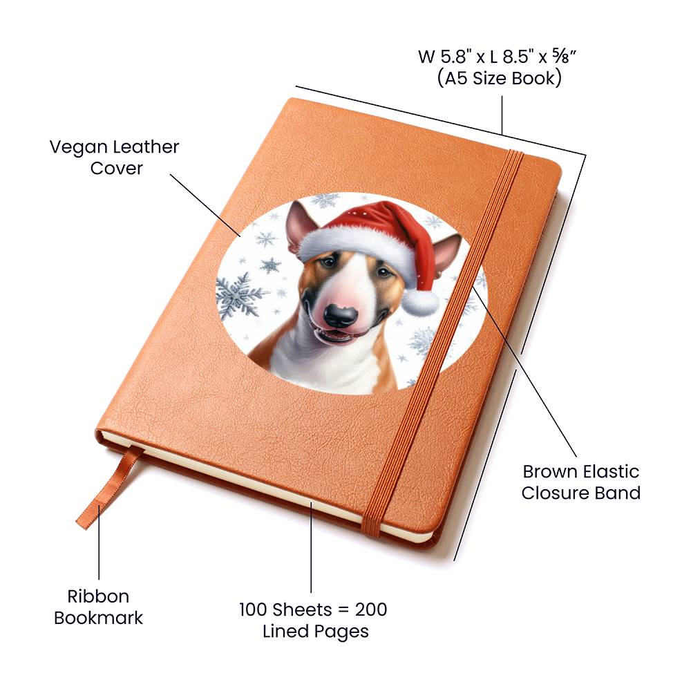 Christmas Dog - Miniature Bull Terrier - Vegan Leather Journal