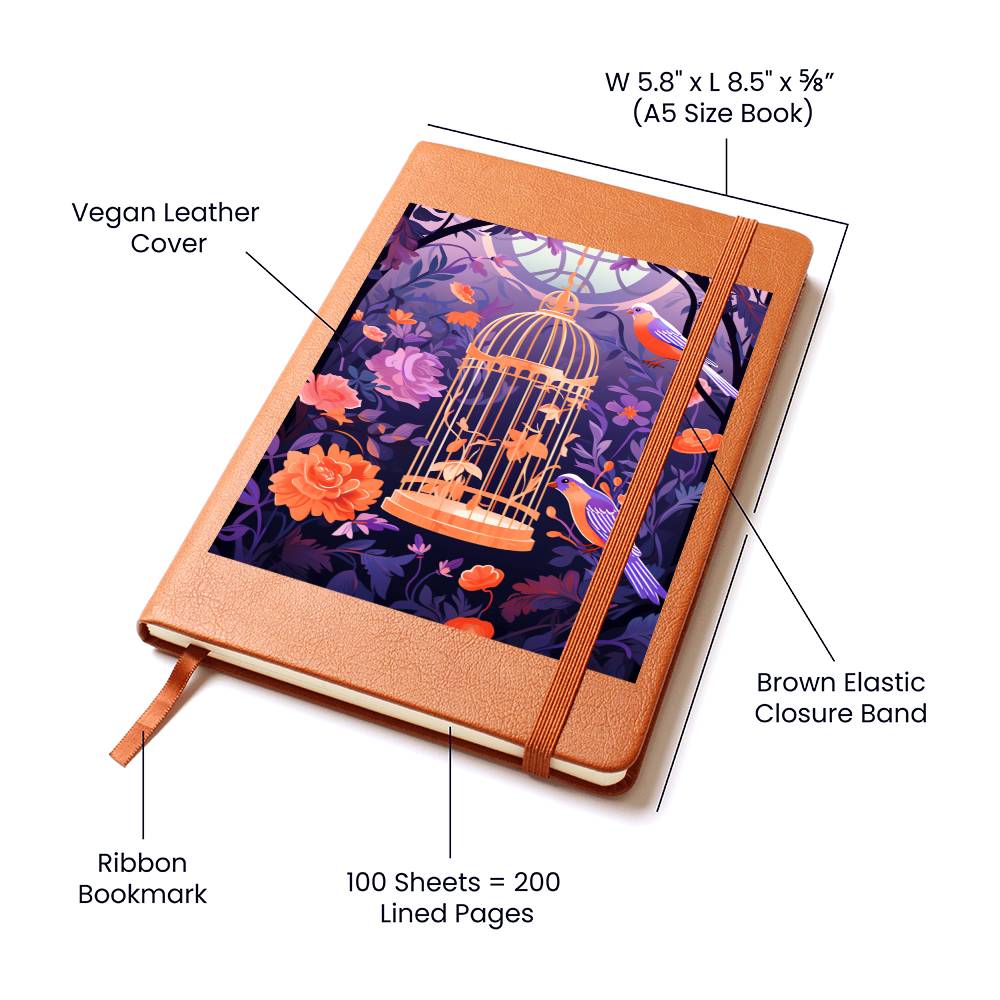 Birds And Floral Design 149 - Vegan Leather Journal