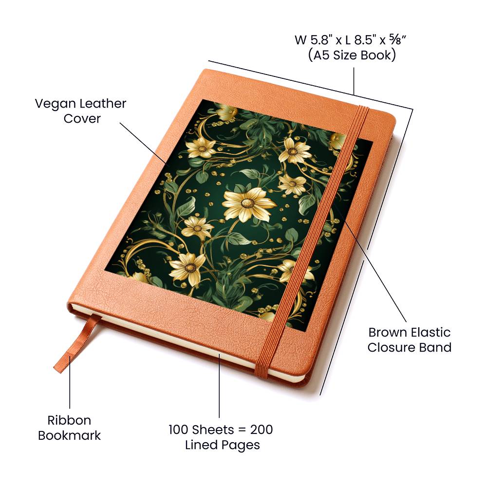 Ornate Gold Cover 086 - Vegan Leather Journal