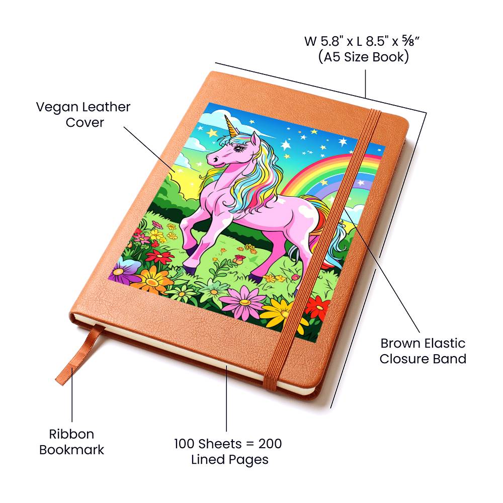 Cute Unicorn 069 - Vegan Leather Journal