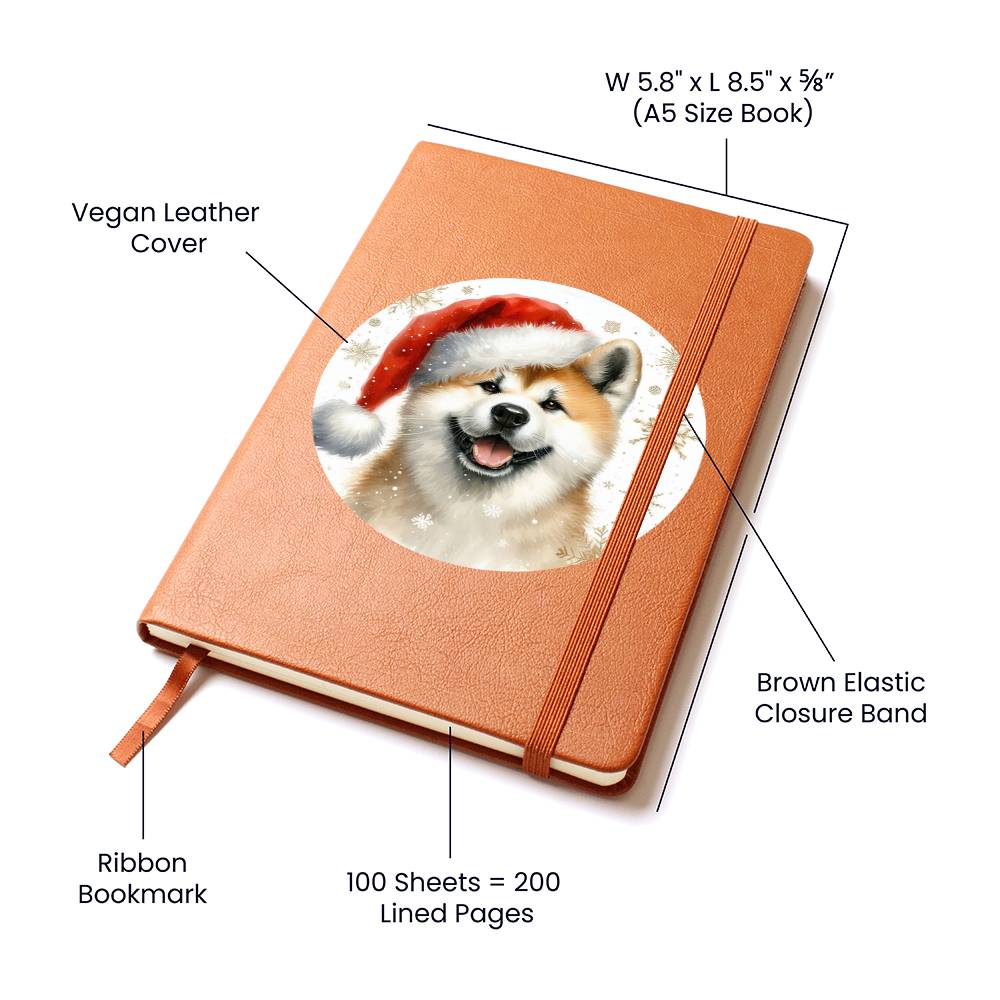 Christmas Dog - Akita - Vegan Leather Journal