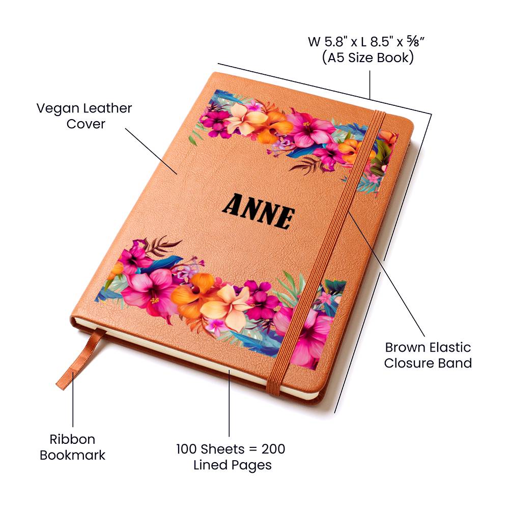 Anne (Tropical Flowers) - Vegan Leather Journal